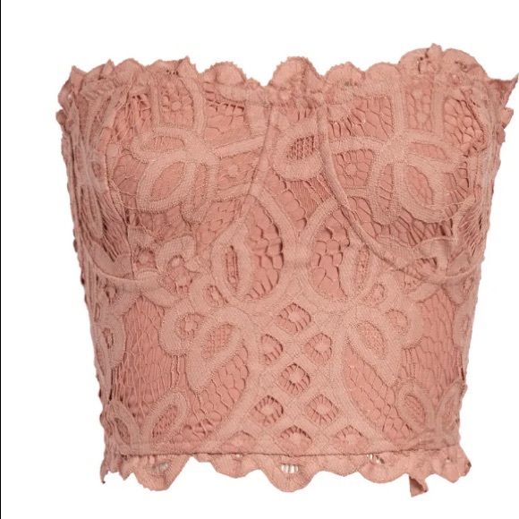 NWT Free People Lace Strapless Corset Adella Bra Top Ballet Pink - Picture 5 of 9